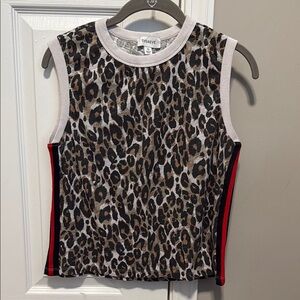 Evereve Leopard Print Muscle Tee with Red Accents